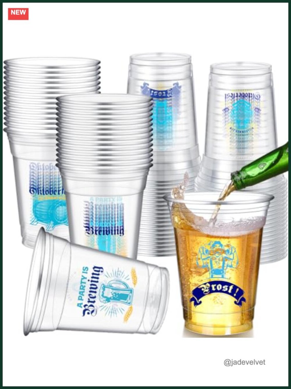 Oktoberfest Plastic Cups 12oz Disposable Beer Mug Set of 48 PET